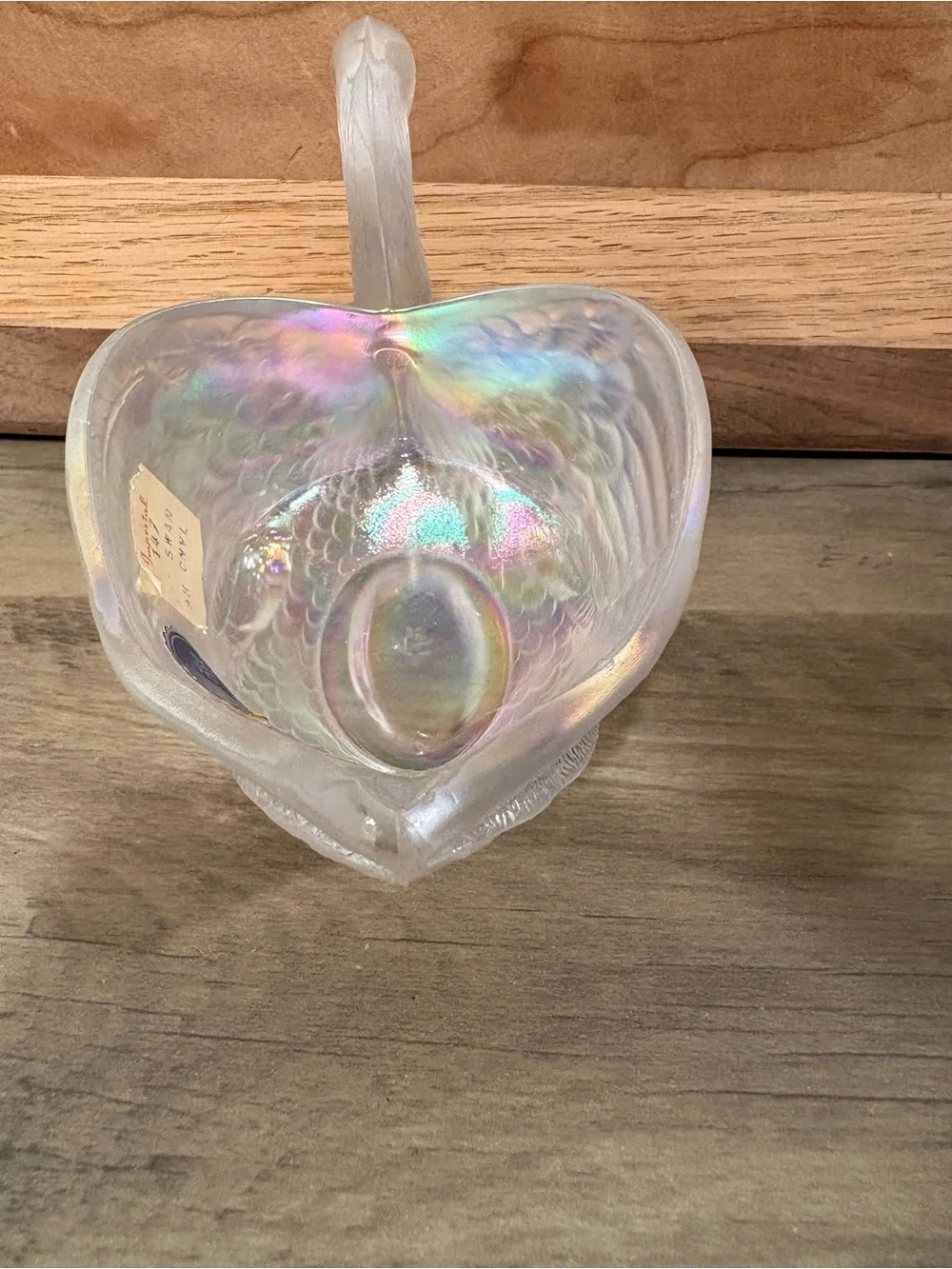 Imperial Iridescent Carnival Glass Swan Trinket or Candy Dish.